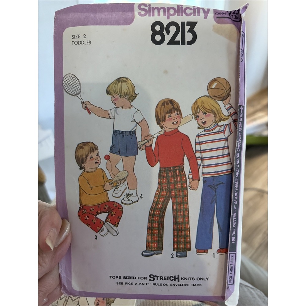 8213 Vintage Simplicity Sewing Pattern Toddler Pullover Tops Pants Shorts 2T UC